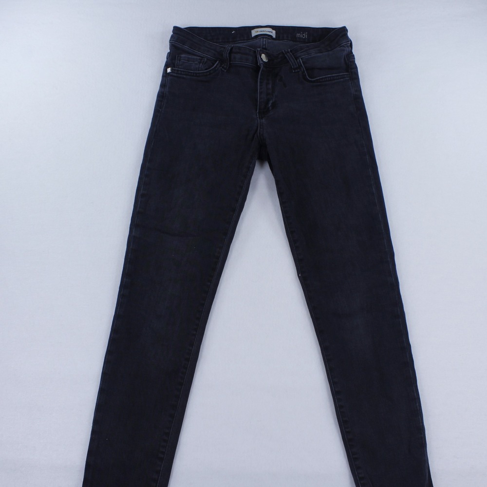 Rich & Royal Midi Slim Jeans Black Candiani Italian Denim Women's Size 28